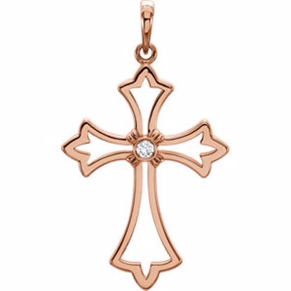 R42332:6003:P 14kt Rose .03CTW Diamond Cross Pendant