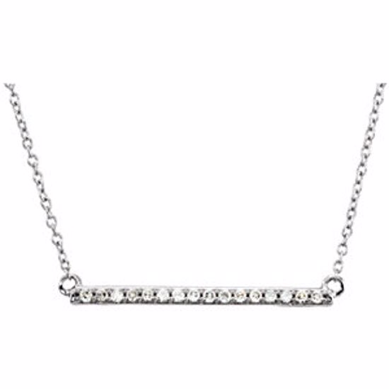 651738:6001:P 14kt White 1/6 CTW Diamond 18" Bar Necklace