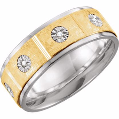 651736:111:P Sterling Silver & 10kt Yellow 8mm 1/10 CTW Diamond Band Size 11
