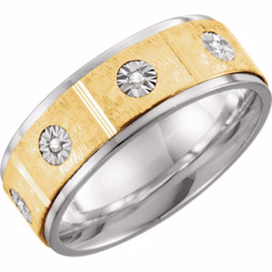651736:1125:P Sterling Silver & 10kt Yellow 8mm 1/10 CTW Diamond Band Size 12.5