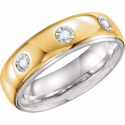 651737:1115:P Sterling Silver & 10kt Yellow 7mm 1/10 CTW Diamond Band Size 11.5