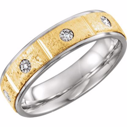 651733:1095:P Sterling Silver & 10 kt Yellow 6mm .05 CTW Diamond Band Size 9.5