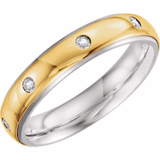 651734:110:P Sterling Silver & 10kt Yellow 5mm .05 CTW Diamond Band Size 10