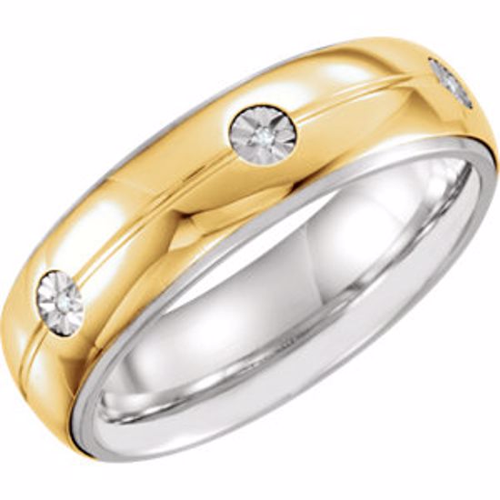 651732:113:P Sterling Silver & 10kt Yellow 7mm .03 CTW Diamond Band Size 13
