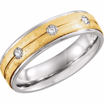 651735:1105:P Sterling Silver & 10kt Yellow 6mm .05 CTW Diamond Band Size 10.5