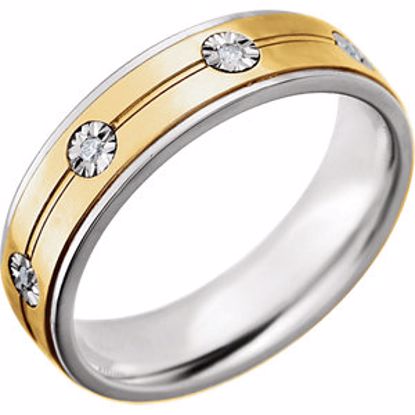 651729:112:P Sterling Silver & 10kt Yellow 6mm 1/10 CTW Diamond Band Size 12