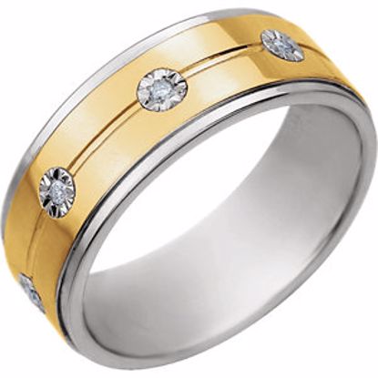651730:1105:P Sterling Silver & 10kt Yellow 8mm 1/10 CTW Diamond Band Size 10.5