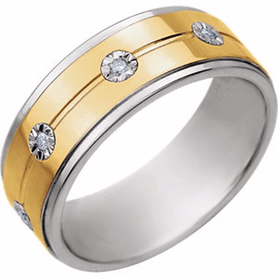651730:111:P Sterling Silver & 10kt Yellow 8mm 1/10 CTW Diamond Band Size 11