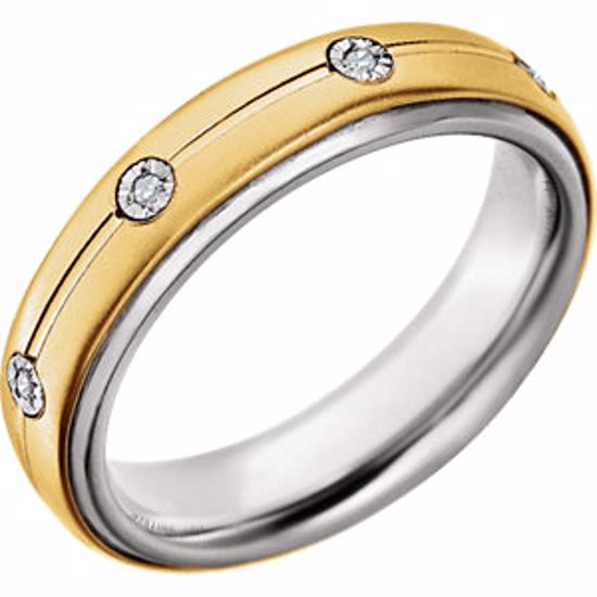 651731:112:P Sterling Silver & 10kt Yellow 5mm .04 CTW Diamond Band Size 12