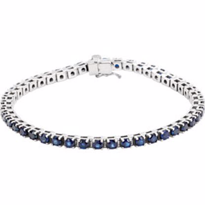 651742:60003:P 14kt White Blue Sapphire Line Bracelet