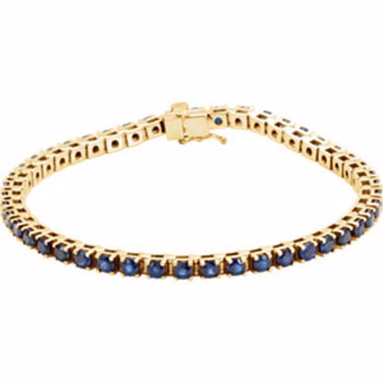 651742:60004:P 14kt Yellow Blue Sapphire Line Bracelet