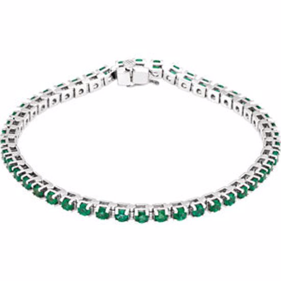 651742:60006:P 14kt White Emerald Line Bracelet