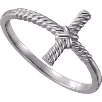 51459:102:P 14kt White Rope Sideways Cross Ring