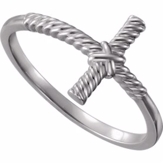 51459:102:P 14kt White Rope Sideways Cross Ring
