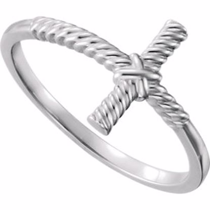 51459:104:P Continuum Sterling Silver Rope Sideways Cross Ring
