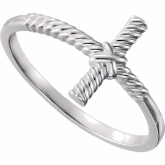 51459:104:P Continuum Sterling Silver Rope Sideways Cross Ring