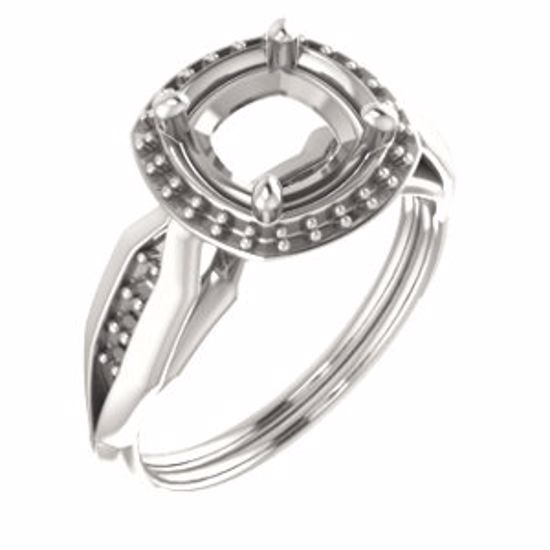 71742:531:P Continuum Sterling Silver  7mm Cushion Ring Mounting