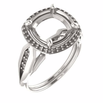 71742:563:P Sterling Silver  9mm Cushion Ring Mounting