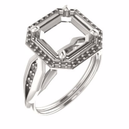 71742:642:P 10kt White  9mm Asscher Ring Mounting