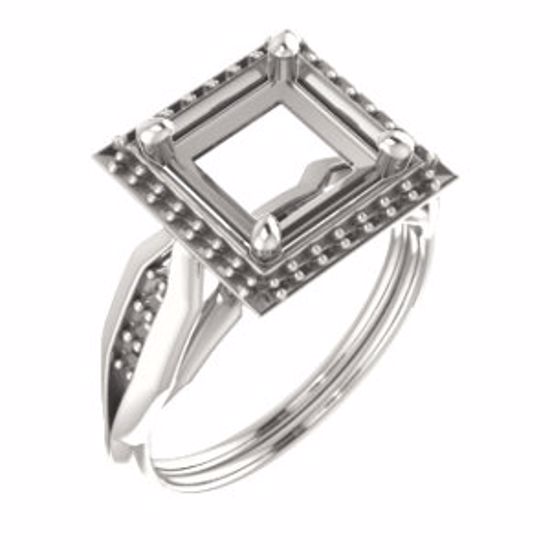 71742:938:P Sterling Silver  7.5mm Square Ring Mounting