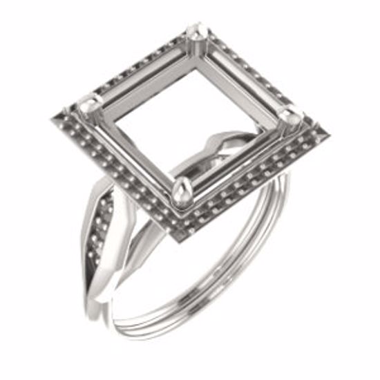 71742:983:P Sterling Silver  10mm Square Ring Mounting