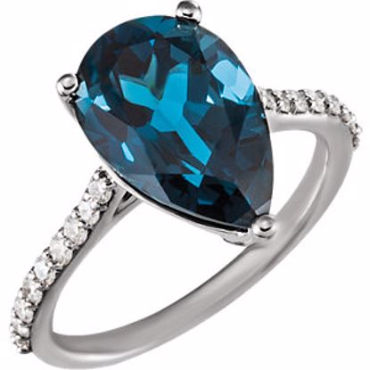 71720:602:P 14kt White London Blue Topaz & 1/4 CTW Diamond Ring