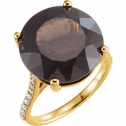 71721:601:P 14kt Yellow Smoky Quartz & 1/4 CTW Accented Diamond Ring 