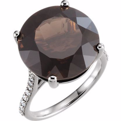 71721:602:P 14kt White Smoky Quartz & 1/4 CTW Accented Diamond Ring 