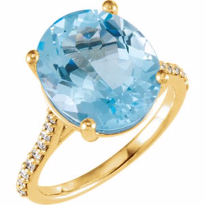71722:601:P 14kt Yellow Sky Blue Topaz & 1/4 CTW Diamond Ring 
