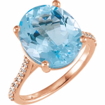 71722:603:P 14kt Rose Sky Blue Topaz & 1/4 CTW Diamond Ring 