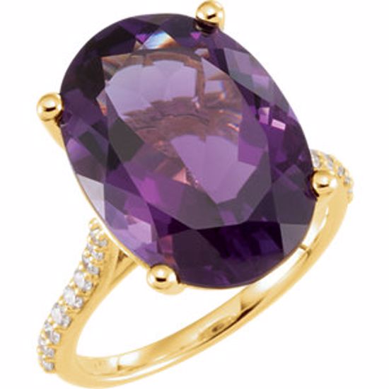 71722:604:P 14kt Yellow Amethys & 1/4 CTW Diamond Ring 