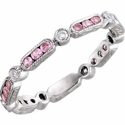 651718:101:P Platinum Pink Sapphire & 1/10CTW Diamond Eternity Band Size 6