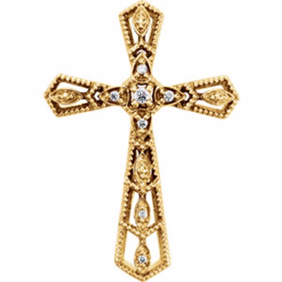 651745:60000:P 14kt Yellow .025 CTW Diamond Cross Pendant 