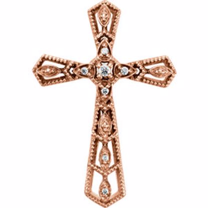 651745:60002:P 14kt Rose .025 CTW Diamond Cross Pendant 