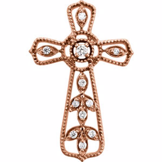 651746:60002:P 14kt Rose .05 CTW Diamond Cross Pendant