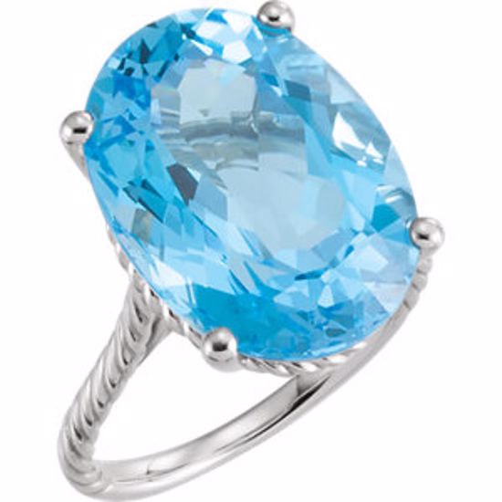 71728:606:P 14kt White 18x13mm Swiss Blue Topaz Rope Ring 