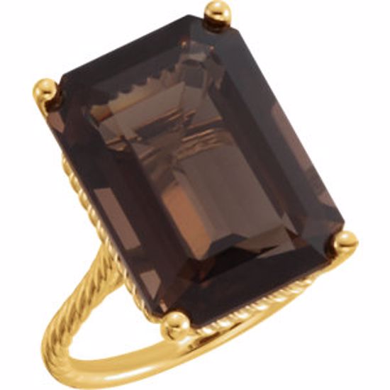 71729:601:P 14kt Yellow Smoky Quartz Rope Ring