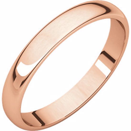 HRL5:621:P 10kt Rose 3mm Light Half Round Band