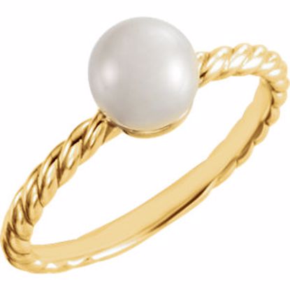 6468:612:P 14kt Yellow 7.5-8mm Freshwater Cultured Pearl Ring