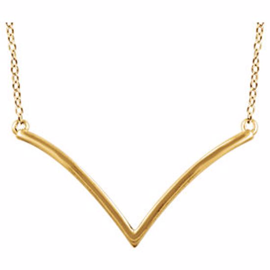 651758:100:P 14kt Yellow "V" 16-18" Necklace