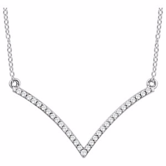 651756:60001:P 14kt White 1/6 CTW Diamond "V" 18" Necklace