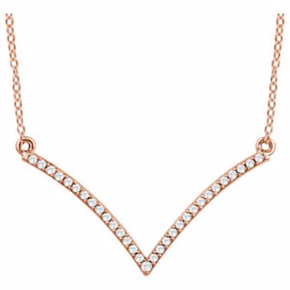 651756:60002:P 14kt Rose 1/6 CTW Diamond "V" 18" Necklace