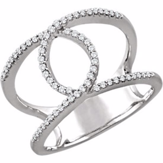 651753:60001:P 14kt White 1/5 CTW Diamond Interlocking Loop Ring