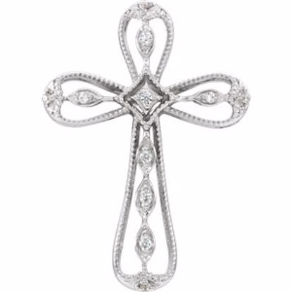 651747:60001:P 14kt White .05 CTW Diamond Cross Pendant