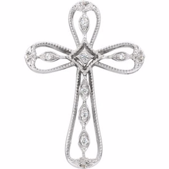 651747:60001:P 14kt White .05 CTW Diamond Cross Pendant