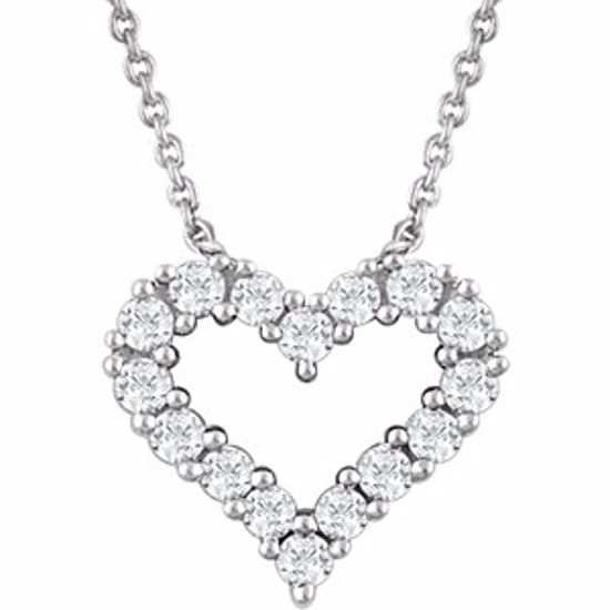 651759:60001:P 14kt White 1/4 CTW Diamond Heart 18" Necklace