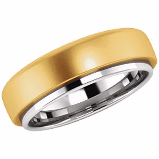 51345:2009:P 14kt White & Yellow Flat Edge Band Size 11