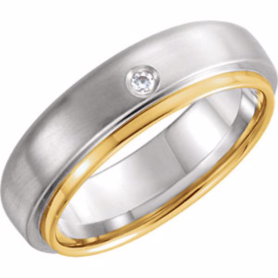 122265:6001:P 14kt White & Yellow .025 CTW Diamond 6mm Band Size 7