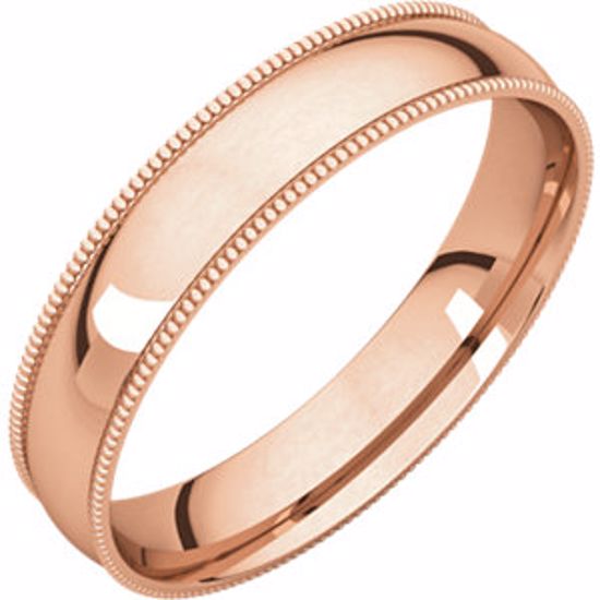 MGRL11:619:P 10kt Rose 4mm Light Comfort Fit Milgrain Band 