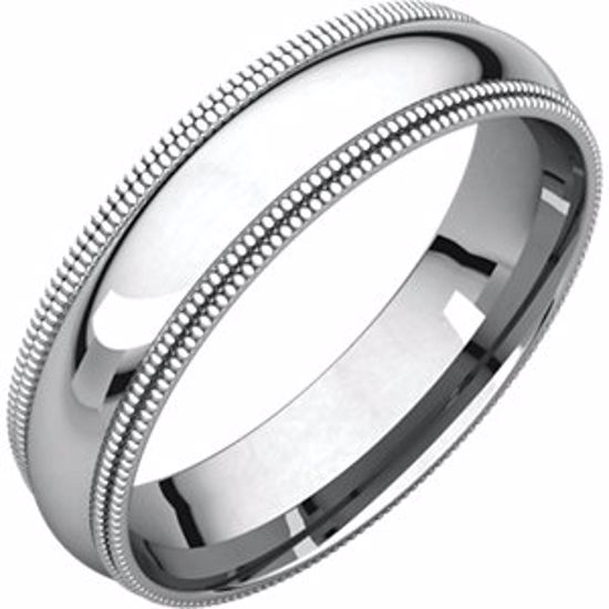 DMGR13.5:1784:P 10kt White 5mm Double Milgrain Comfort Fit Band